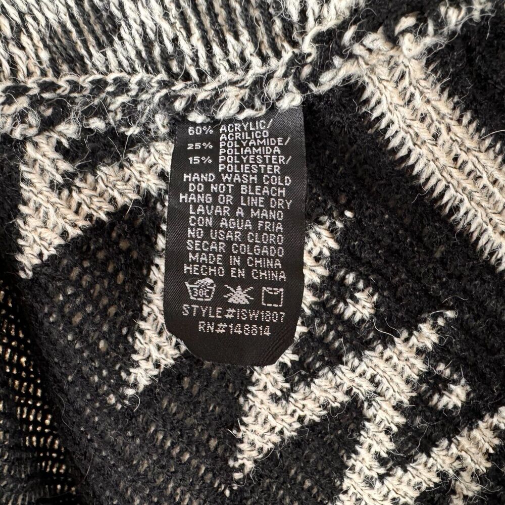 Color Swatch Poncho Sz S/M Black and Beige Geometric Print Sweater - Picture 5 of 5